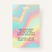 Rainbow Pastel Sweet 16th VIP Pass Lanyard Badge (Achterkant)