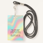 Rainbow Pastel Sweet 16th VIP Pass Lanyard Badge (Achterkant met draagriem)