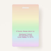 Rainbow Pastel Teacher ID Badge | Gepersonaliseerd (Achterkant)