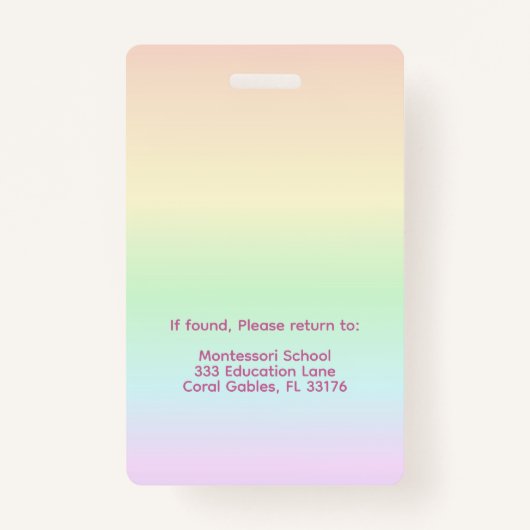 Rainbow Pastel Teacher ID Badge | Gepersonaliseerd (Achterkant)