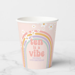 Rainbow Pastel Ten is a Vibe 10e verjaardag Papieren Bekers