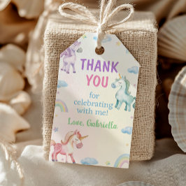 Rainbow Pastel Unicorn Party Bedankt voor de tag Cadeaulabel