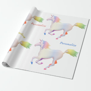 Rainbow Pastel Unicorn personaliseren Cadeaupapier