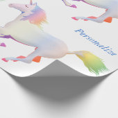 Rainbow Pastel Unicorn personaliseren Cadeaupapier (Hoek)