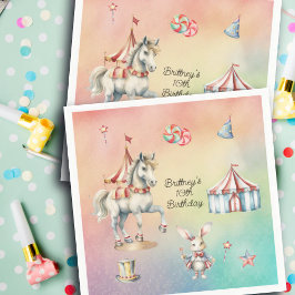 Rainbow Pastel w Animals 10th Birthday Party Servet