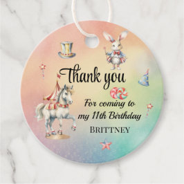 Rainbow Pastel w Animals 11th Birthday Party Bedankjes Labels