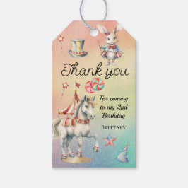 Rainbow Pastel w Animals 2e Verjaardagsfeest Cadeaulabel