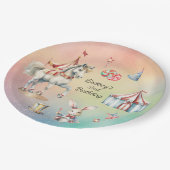 Rainbow Pastel w Animals 2e Verjaardagsfeest Papieren Bordje (Gekanteld)