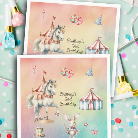 Rainbow Pastel w Animals 2e Verjaardagsfeest Servet