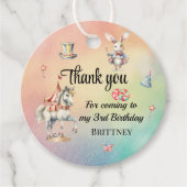 Rainbow Pastel w Animals 3rd Verjaardagsfeest Bedankjes Labels (Voorkant)