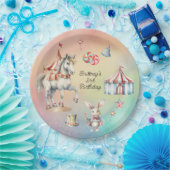Rainbow Pastel w Animals 3rd Verjaardagsfeest Papieren Bordje (Feest)