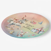 Rainbow Pastel w Animals 3rd Verjaardagsfeest Papieren Bordje (Gekanteld)