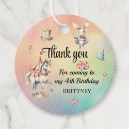 Rainbow Pastel w Animals 4th Birthday Party Bedankjes Labels