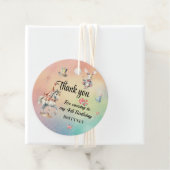 Rainbow Pastel w Animals 4th Birthday Party Bedankjes Labels (In situ)