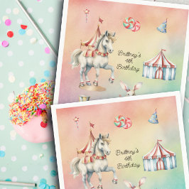 Rainbow Pastel w Animals 4th Birthday Party Servet