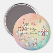 Rainbow Pastel w Animals 5th Birthday Party Magneet (Voorkant / Achterkant)