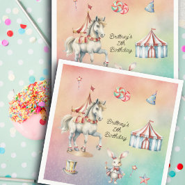 Rainbow Pastel w Animals 5th Birthday Party Servet