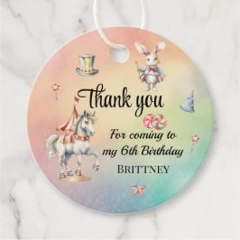 Rainbow Pastel w Animals 6th Birthday Party Bedankjes Labels