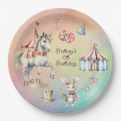 Rainbow Pastel w Animals 6th Birthday Party Papieren Bordje (Voorkant)