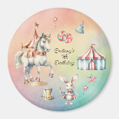 Rainbow Pastel w Animals 7th Birthday Party Magneet (Voorkant)