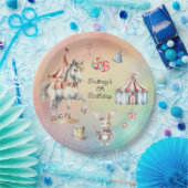 Rainbow Pastel w Animals 8th Birthday Party Papieren Bordje (Feest)