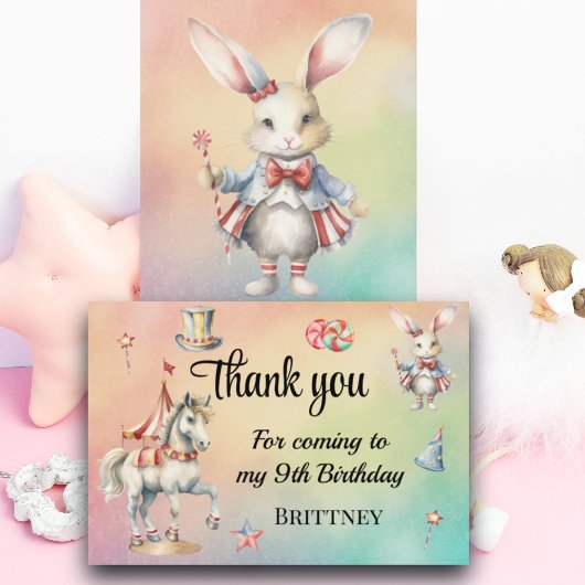 Rainbow Pastel w Animals 9th Birthday Bedankkaart