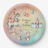 Rainbow Pastel w Animals 9th Birthday Party Papieren Bordje (Voorkant)
