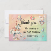 Rainbow Pastel w Dieren 10e Verjaardag Bedankkaart (Voorkant)