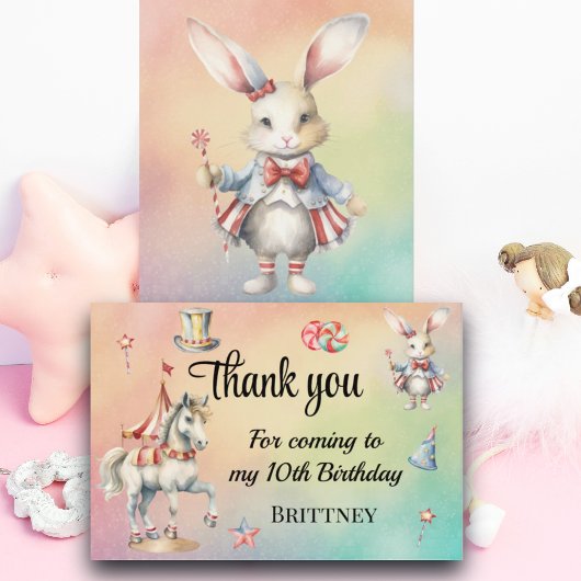 Rainbow Pastel w Dieren 10e Verjaardag Bedankkaart