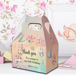 Rainbow Pastel w Dieren 10e Verjaardag Favoriete B Bedankdoosjes