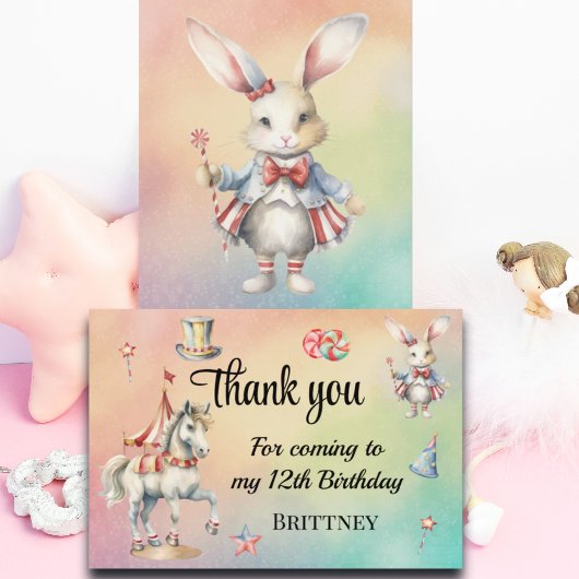 Rainbow Pastel w Dieren 12e Verjaardag Bedankkaart