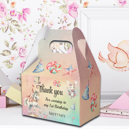 Rainbow Pastel w Dieren 1e Verjaardag Bedankdoosjes