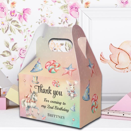 Rainbow Pastel w Dieren 2e Verjaardag Bedankdoosjes