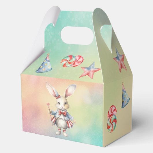 Rainbow Pastel w Dieren 4e Verjaardag Bedankdoosjes (Achterkant)