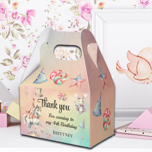 Rainbow Pastel w Dieren 4e Verjaardag Bedankdoosjes