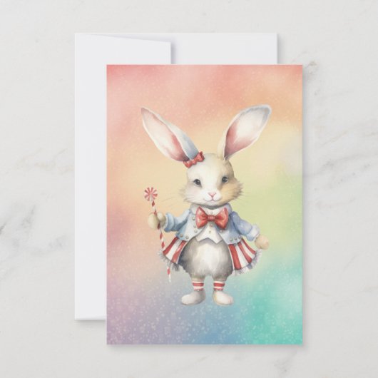 Rainbow Pastel w Dieren 4e Verjaardag Bedankkaart (Achterkant)