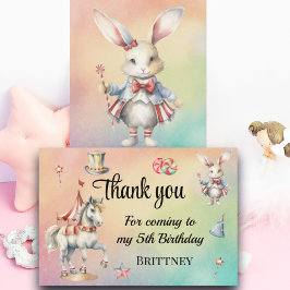 Rainbow Pastel w Dieren 5e Verjaardag Bedankkaart