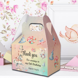 Rainbow Pastel w Dieren 6e Verjaardag Bedankdoosjes