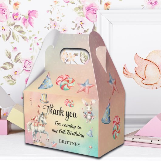 Rainbow Pastel w Dieren 6e Verjaardag Bedankdoosjes