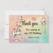 Rainbow Pastel w Dieren 7e Verjaardag Bedankkaart (Voorkant)