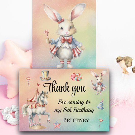 Rainbow Pastel w Dieren 8e Verjaardag Bedankkaart