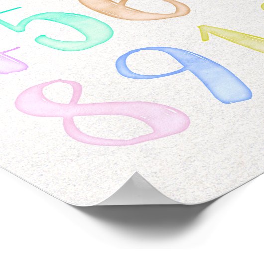 Rainbow Pastel Waterverf Nummers Kinder Educationa Poster (Hoek)