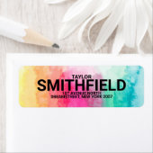 Rainbow Pastel Waterverf Painting Return Address Etiket (Insitu)
