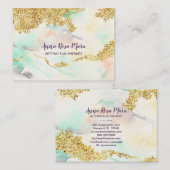 *~* Rainbow Pastel Waterverf Wash + Gold Glitter Visitekaartje (Voorkant / Achterkant)