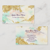 *~* Rainbow Pastel Waterverf Wash Gold Glitter Visitekaartje (Voorkant / Achterkant)