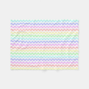 Rainbow Pastel White Chevron Fleece Blanket Deken