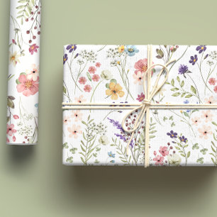 Rainbow Pastels Waterverf Wildflower Meadow Inpakpapier Vel