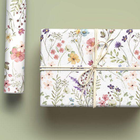 Rainbow Pastels Waterverf Wildflower Meadow Inpakpapier Vel