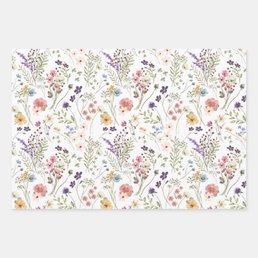 Rainbow Pastels Waterverf Wildflower Meadow Inpakpapier Vel (Voorkant 3)