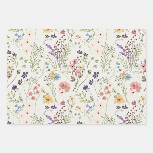 Rainbow Pastels Waterverf Wildflower Meadow Inpakpapier Vel (Voorkant 2)